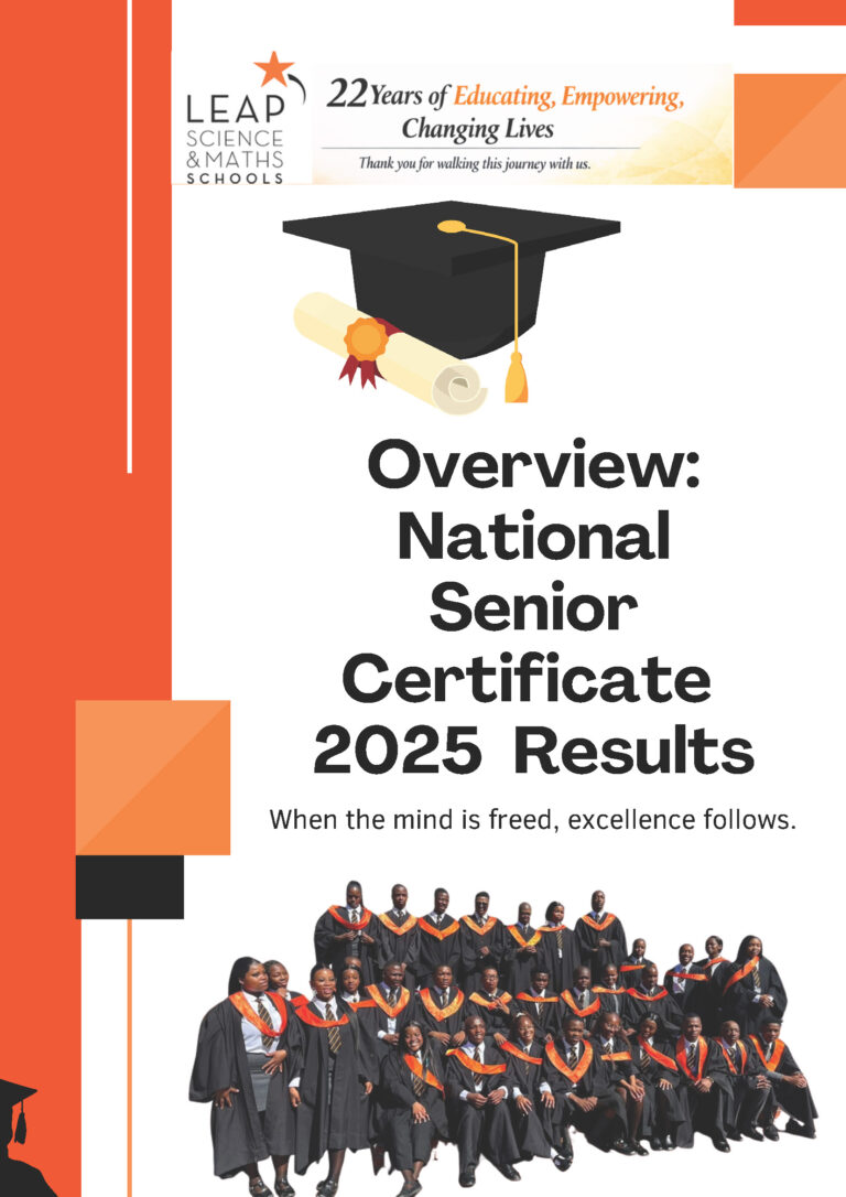 Cover of the LEAP Science and Maths Schools 2025 National Senior Certificate results overview